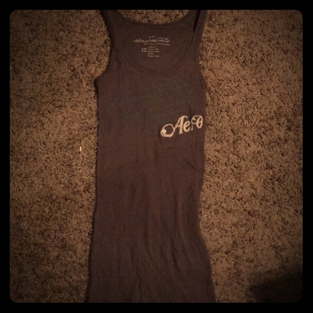 Aeropostale Gray & Blue Letters Tank
